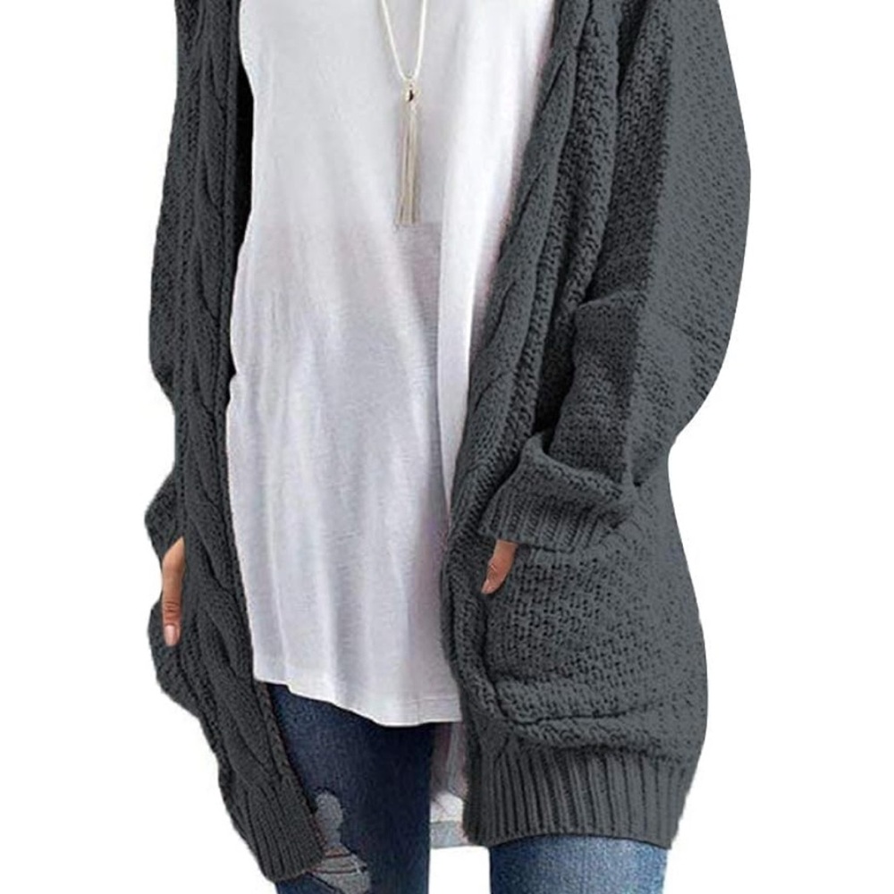 Women's Charcoal Gray Knit Cardigan Sweater
